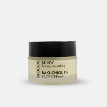 Senėjimo požymius mažinantis veido kremas su bakučioliu